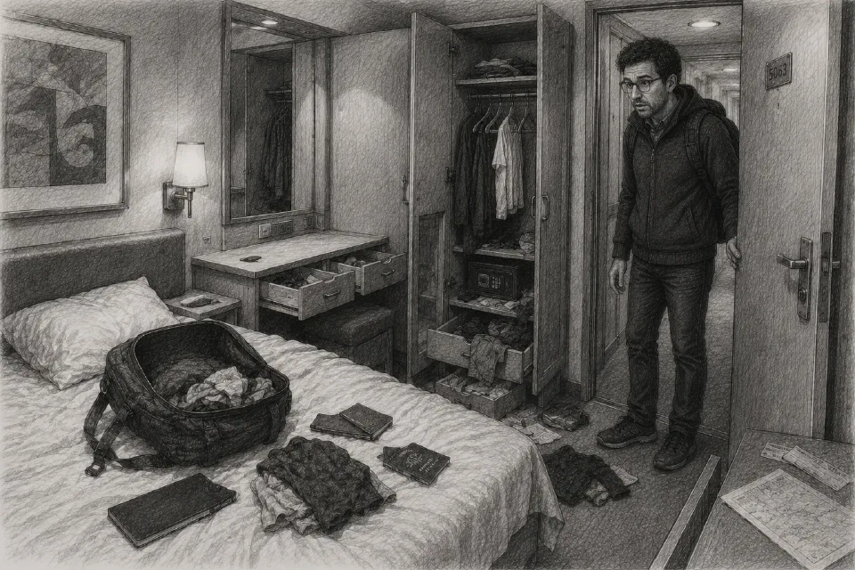 Niklas finds his cabin deliberately ransacked.